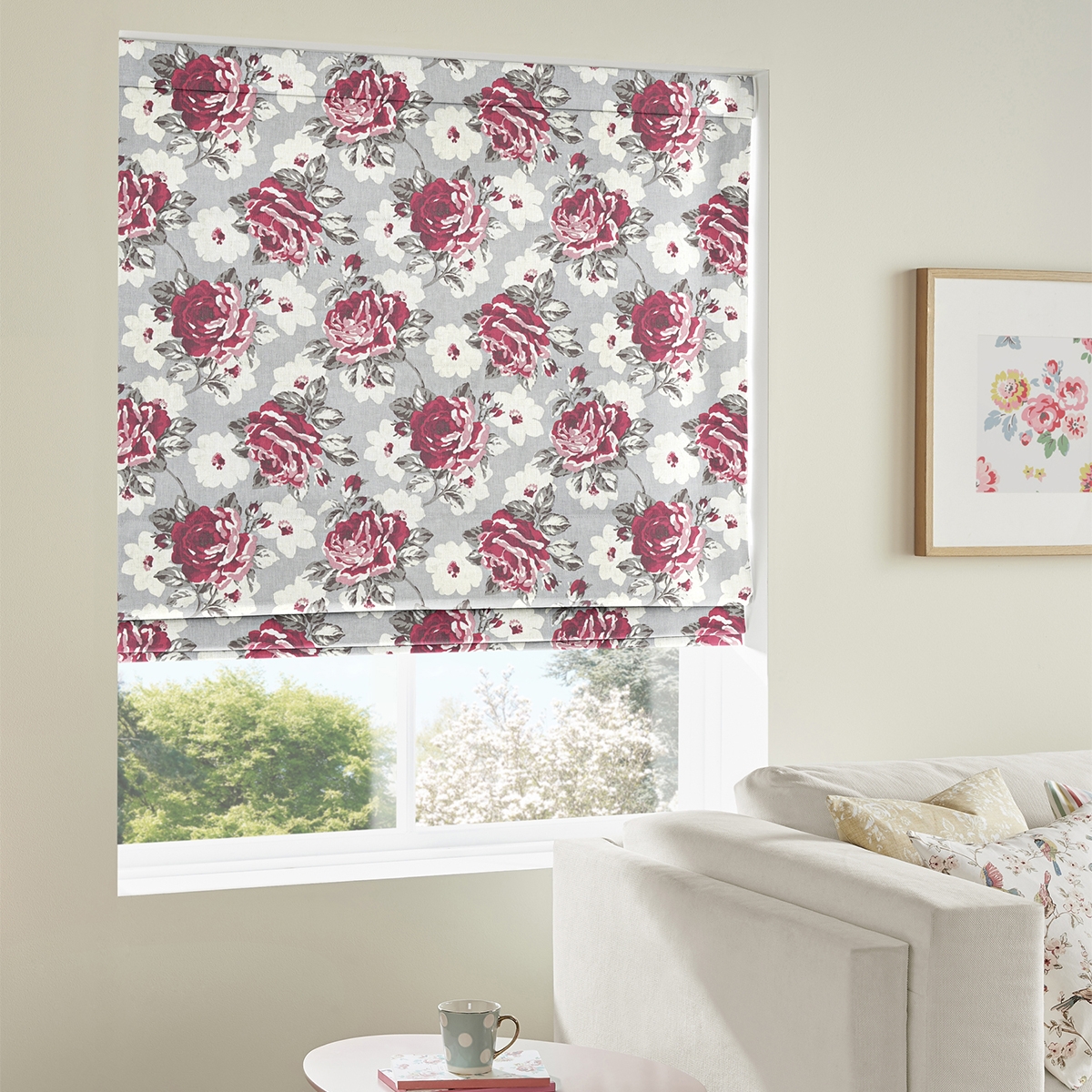 Product photograph of Cath Kidston Rose Bloom Multi Roman Blind from Choice Furniture Superstore.